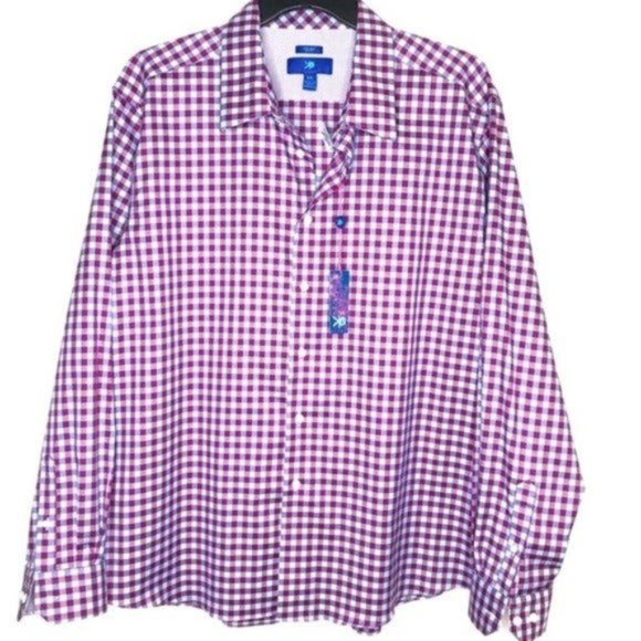 EGARA Purple Checked Button Down Casual Shirt XXL - Picture 1 of 6
